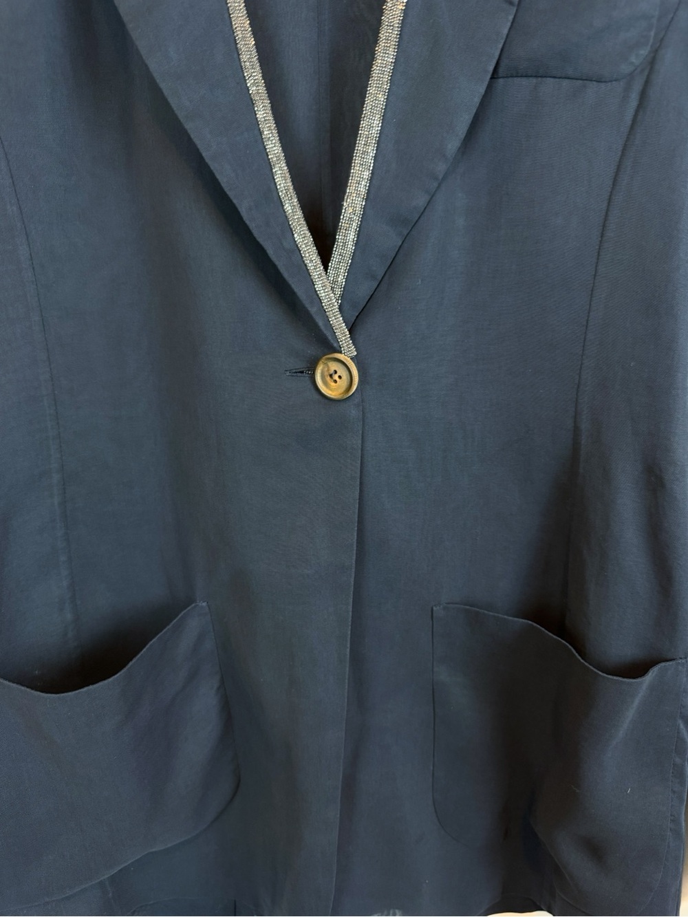 Brunello Cucinelli | Navy Single-Button Blazer, S - Picture 5 of 11
